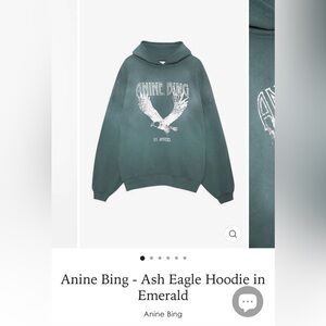 Anine Bing - Ash Eagle Hoodie in Emerald, size medium